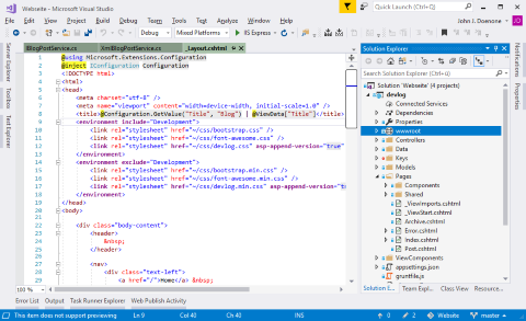 Screenshot Visual Studio 2017